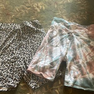 Lot of TWO xs bike shorts! tie dye and cheetah!